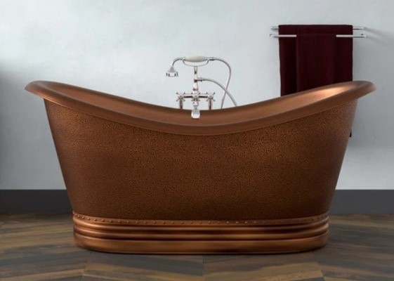 Double Slipper Copper Tub, Rolled Rim, Beaded Base