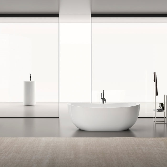 Modern Freestanding Double Slipper with Curving Sides & Thin Rim