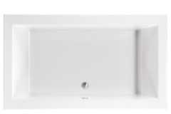 Wide Rectangle Tub, Center Side Drain, Modern Flat Rim