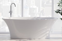 Solid Surface Oval Freestanding Bath, Curving Sides, Oval