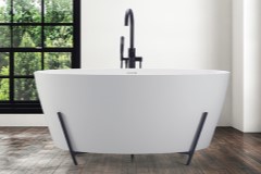 Solid Surface Oval Freestanding Bath on Iron Pedestal
