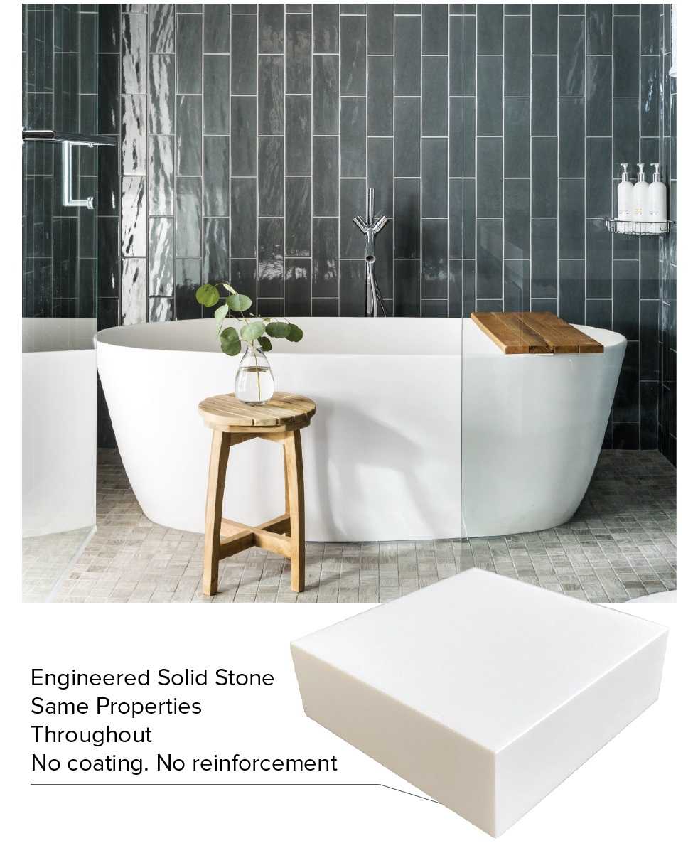 Matte White Solid Surface Freestanding Tub