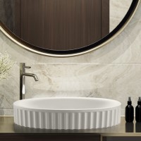 Oval Semi-Recessed Sink with Pleated Exterior