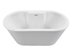 Oval Freestanding Bath, Angled Ends, Modern Flat Rim, Wide Deck Area