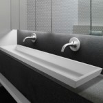 Long Rectangle Semi-recessed Sink with Flared Sides, Flat Rim