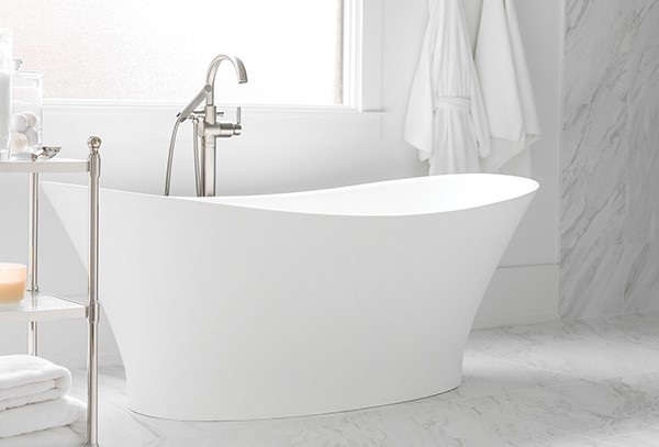 MTI Mallory Boutique Bath Oval, Double Slipper Solid Surface Freestanding Tub