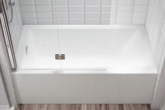 Flory De Colt Alcove Alcove Tub with Modern Skirt, Tile Flange, End Drain