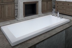 Flory De Colt Modern Drop-in Rectangle Bathtub, End Drain, Wide Rim