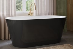 Oval Freestanding Tub with Black Exterior, White Interior
