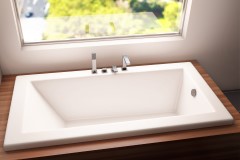 Zen 3266R Modern Rectangle Bath, Tall Wide Rim, End Drain