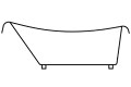 Line drawing showing raised back and foot, slipper style