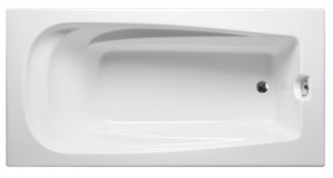 Top View, Rectangle tub, Oval Bathing Area, End Drain, Back Support