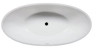 Top View, Oval Bathtub, Center Drain, Thin Rim