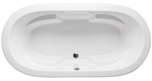 Top View, Oval Bathtub, Center Side Drain, Armrests for 2