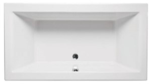 Top View, Rectangle Bathtub, Center Side Drain, Wide Rim