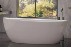 Center Drain, Oval Tub with Raised Ends Soaking Tub