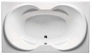 Top View, Oval Bathtub, Center Side Drain, Armrests for 2
