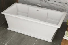 Rectangle Floor Standing Tub with Pedestal and Center Drain &  Pedestal