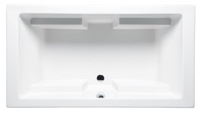Top View, Rectangle Bathtub, Center Side Drain, Boxy Arm Rests