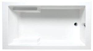 Top View, Rectangle Bathtub, End Drain, Boxy Arm Rests