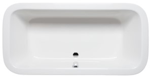 Top View, Rectangle Bathtub, Rounded Corders, Center Side Drain
