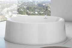 Rectangle Floor Standing Tub with Oval Interior, Pedestal & Center Drain &  Pedestal