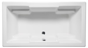 Top View, Rectangle Bathtub, Center Drain, Boxy Arm Rests