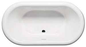 Top View, Oval Bathtub, Center Side Drain, Rolled Rim