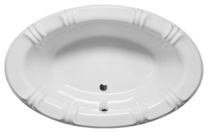 Top View, Rectangle Bathtub, Rounded Corders, Center Side Drain