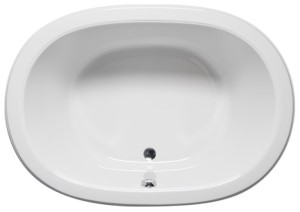 Top View, Oval Tub, Center Side Drain, Flat Rim