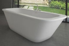 Oval Floor Standing Tub with Flat Rim & Center Drain