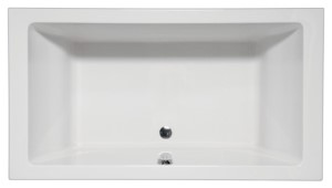 Top View, Rectangle Tub, Center Side Drain, Flat Rim
