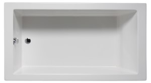 Top View, Rectangle Tub, End Drain, Flat Rim