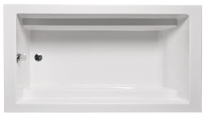 Top View, Rectangle Bathtub, End Drain, Long Rests