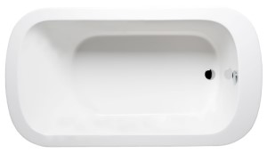 Top View, Oval Tub, Center Side Drain, Flat Rim