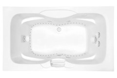 Rectangle Whirlpool, Center Side Drain, Grab Bar, Armrests