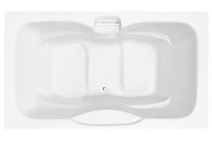Rectangle Bath with Seats, Armrests, Center Side Drain, Grab Bar