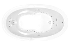 Oval End Drain Drop-in Tub, Air and Whirlpool Jets, Armrests