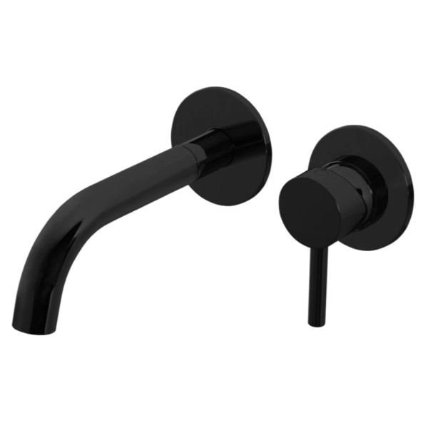 2 Hole, Single Handle Wall Mount Sink Faucet, Matte Black