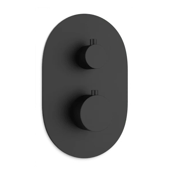 Round Handle, Oval Plate Thermostatic Control, Matte Black