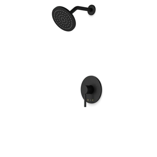 Round Pressure Balance Control, Rain Head, Matte Black