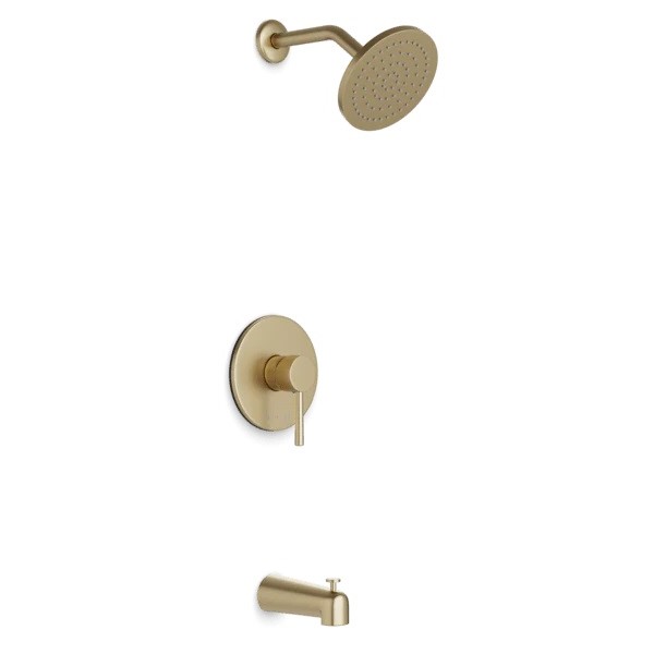 Round Pressure Balance Control, Rain Head, Tub Spout with Diverter