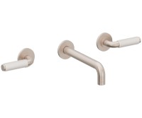 2 Handle Wall Sink Faucet, White Porcelain Post Handles