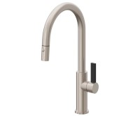 Black Blade Handle, High Spout, Push Button Pull-down Spray