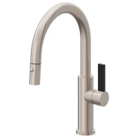 Black Blade Handle, Low Spout, Push Button Pull-down Spray