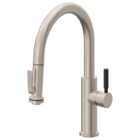 Black Stick Handle, Low Spout, Squeeze Handle Pull-down Spray