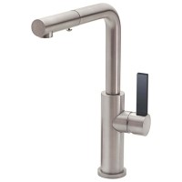 Black Flat Blade Handle, Modern Flat Spout, Pull-out Spray