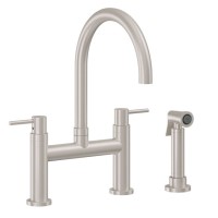 Bridge Faucet, Curving Spout, 52 Post Handle, Side Spray