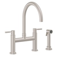 Bridge Faucet, Curving Spout, 62 Handle, Side Spray