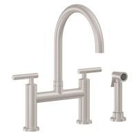 Bridge Faucet, Curving Spout, 66 Lever Handle, Side Spray